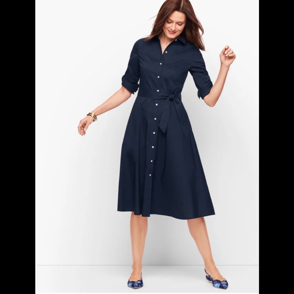 Talbots black button up midi dress